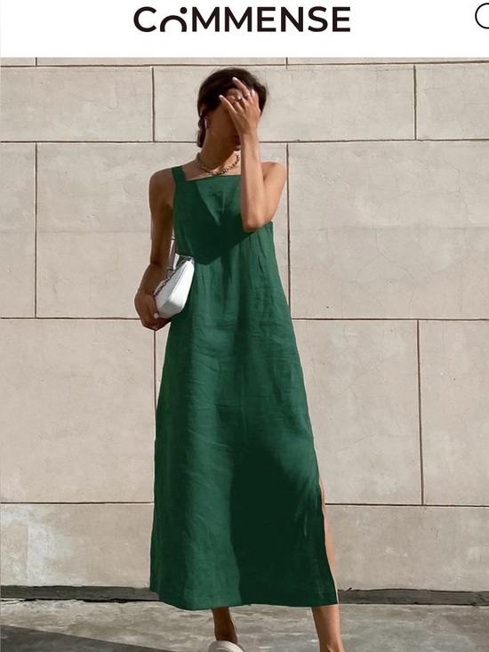 Commense Dresses & Skirts - Commense Dark Green Sleeveless Square-Neck Maxi Dress